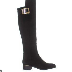Calvin Klein Cyra Black Suede & Leather Knee High Boots